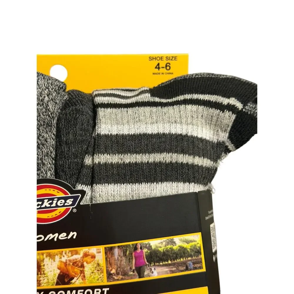 Dickies Women's 4-6 Black Gray Dri Tech Crew All Day Comfort Socks